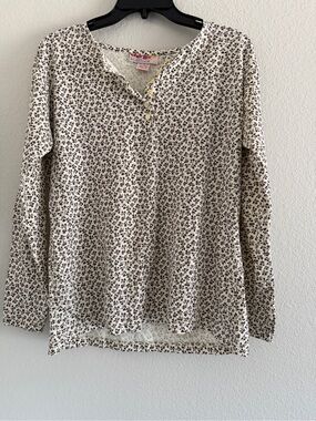 Vintage Energie Floral Henley Top Long Sleeve Cotton Y2K